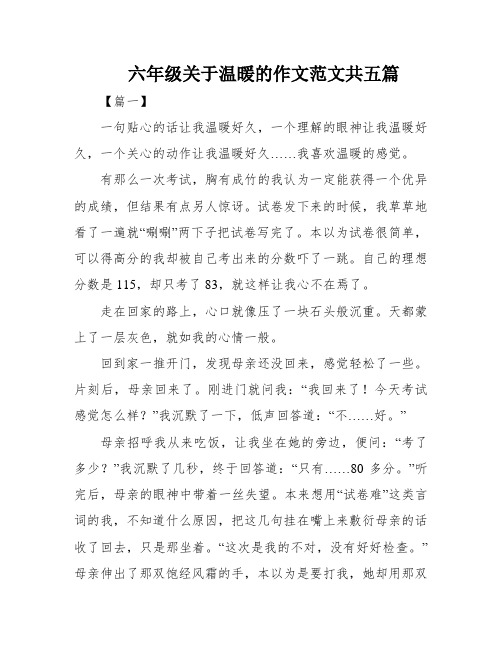 六年级关于温暖的作文范文共五篇