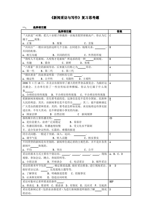 新闻采访与写作复习思考题