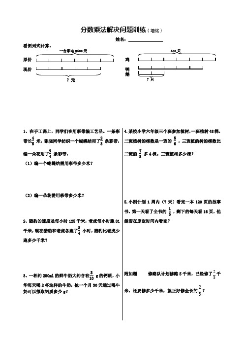 分数乘法解决问题训练(培优)