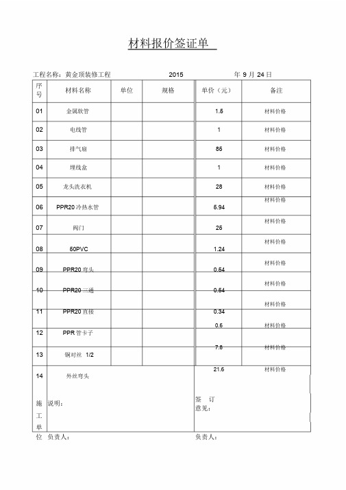 材料价格签证表课件.doc