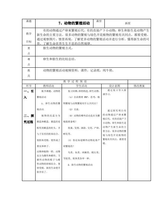 动物的繁殖活动