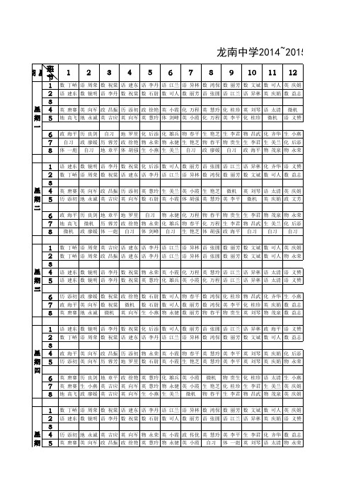 2014~2015学年高二年级下学期课务分工和课表(正式修订版)