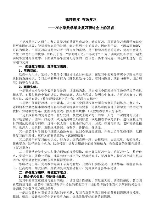 在小学数学毕业复习研讨会上的发言