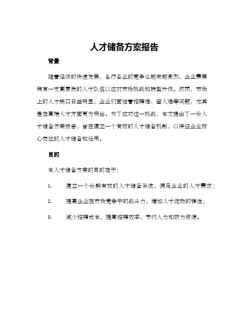 人才储备方案报告