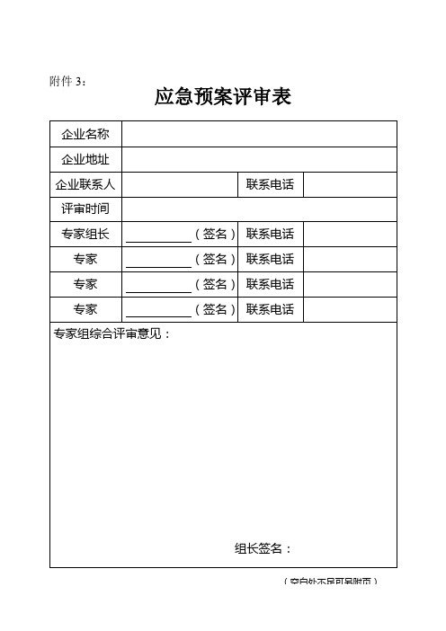 应急预案评审表