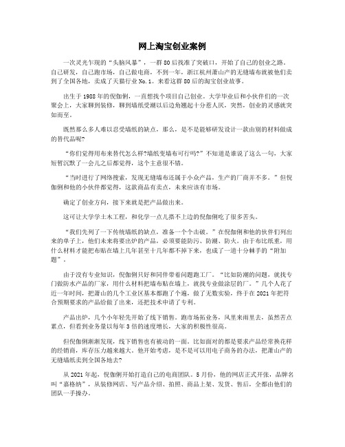 网上淘宝创业案例