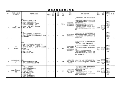 风险和机遇评估分析表