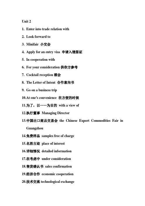 商务函电短语1-12单元短语汇总