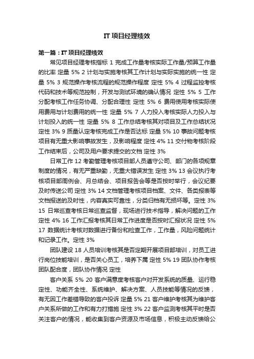 IT项目经理绩效