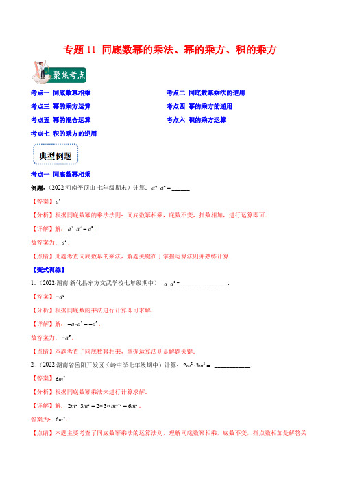 同底数幂的乘法、幂的乘方、积的乘方(解析版)(重点突围)八年级数学上册重难点专题提优训练(人教版)