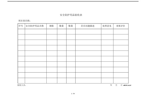 关于安全防护用品验收、发放记录.doc