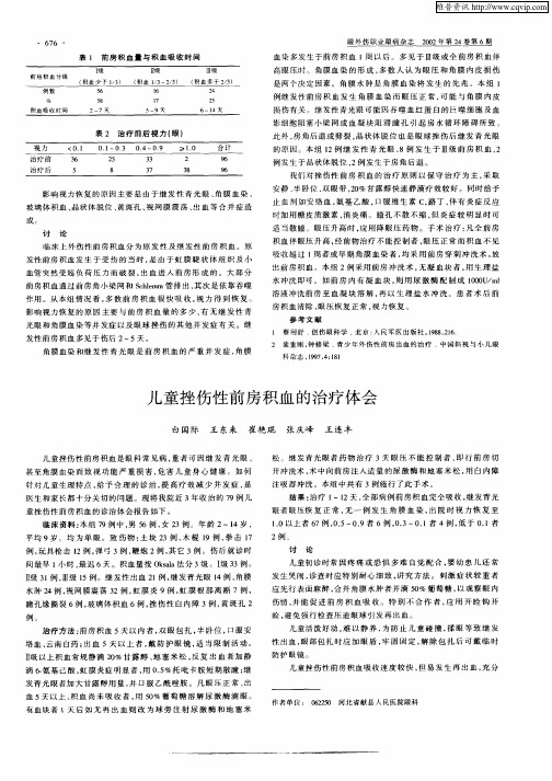儿童挫伤性前房积血的治疗体会