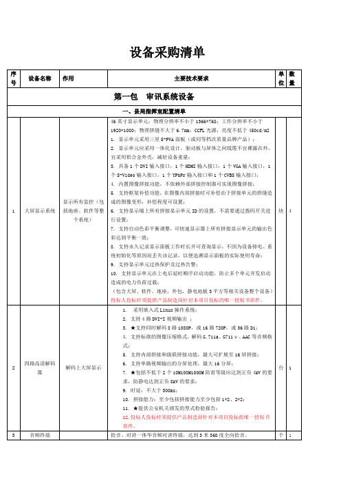 公安局设备采购清单