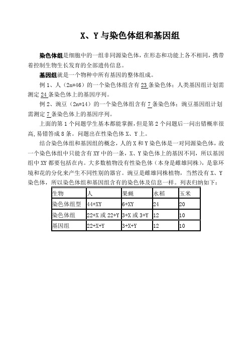 X、y与染色体组、基因组关系