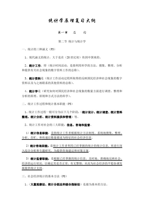 统计学原理复习大纲