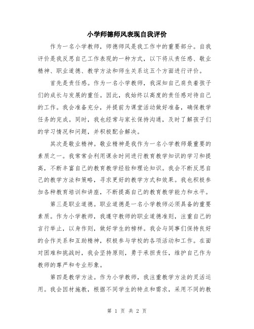 小学师德师风表现自我评价