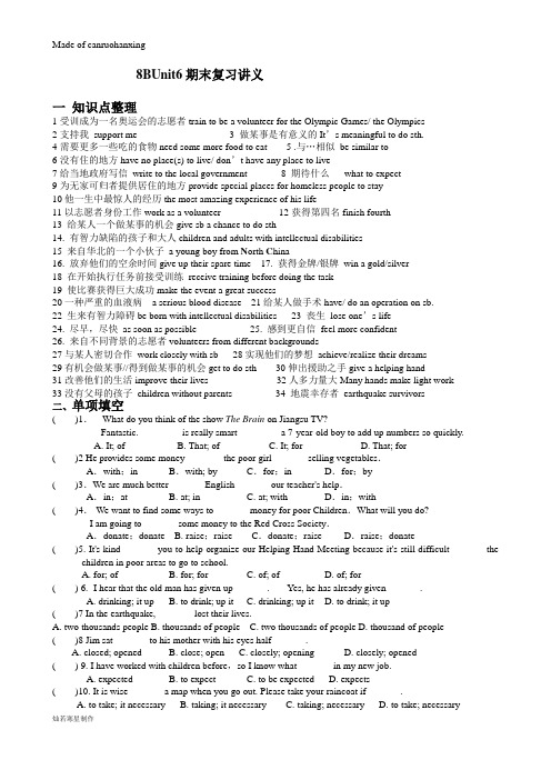 牛津译林版英语八下Unit6Sunshineforall(期末复习讲义)