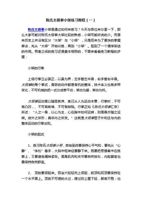 陈氏太极拳小架练习教程（一）