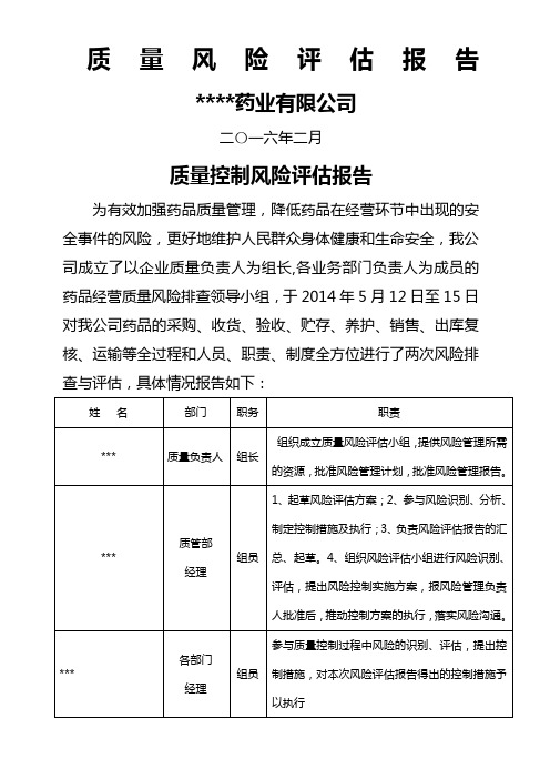 GSP质量风险排查与评估报告使用模板