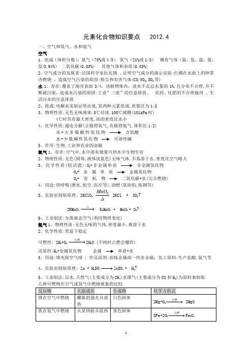 元素化合物知识要点