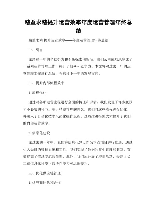 精益求精提升运营效率年度运营管理年终总结