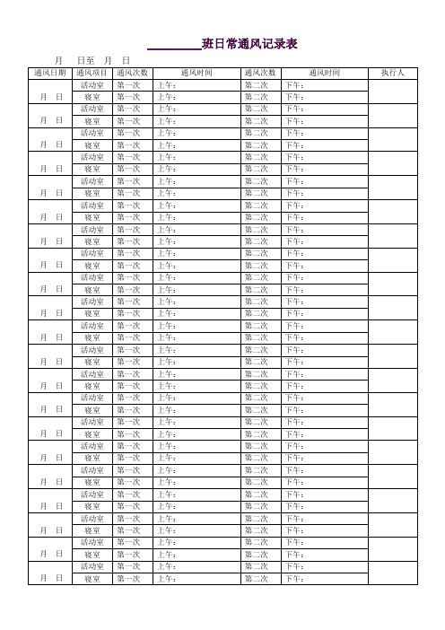 幼儿园日常通风记录表