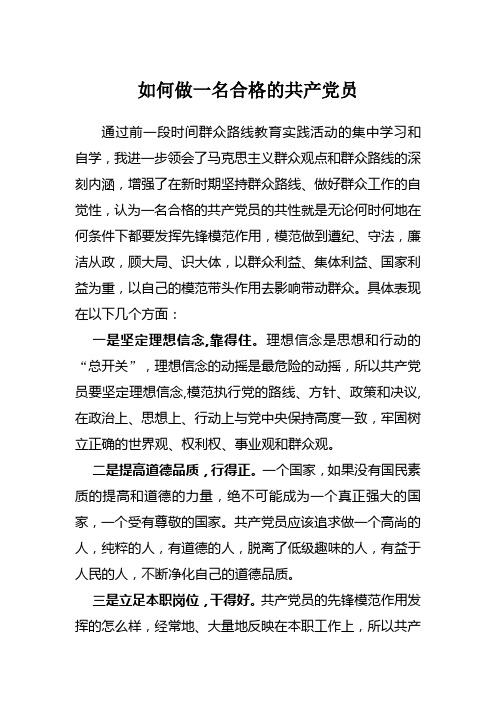 群众路线如何做一名合格共产党员