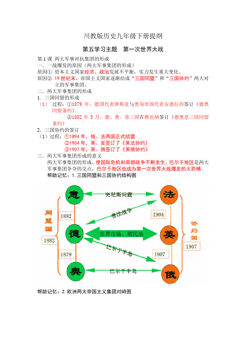 川教版历史九年级下册提纲