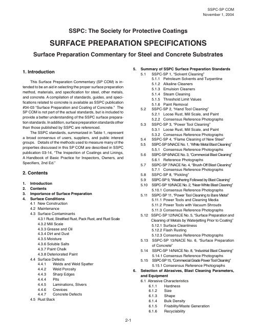 SURFACE PREPARATION SPECIFICATIONS