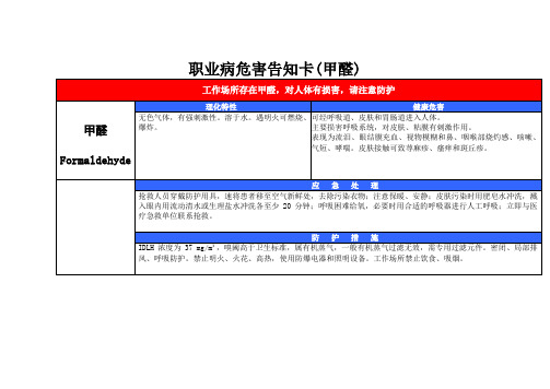 职业病危害告知卡(甲醛)