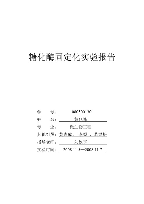 糖化酶固定化实验报告