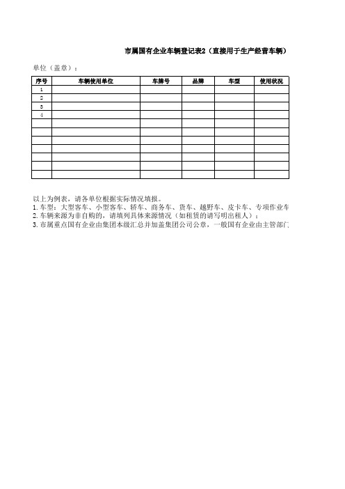 国有企业车辆情况统计表