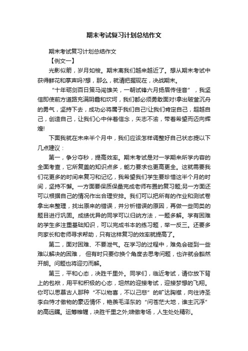 期末考试复习计划总结作文