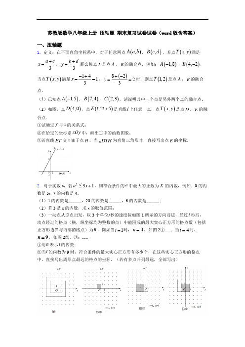 苏教版数学八年级上册 压轴题 期末复习试卷试卷(word版含答案)