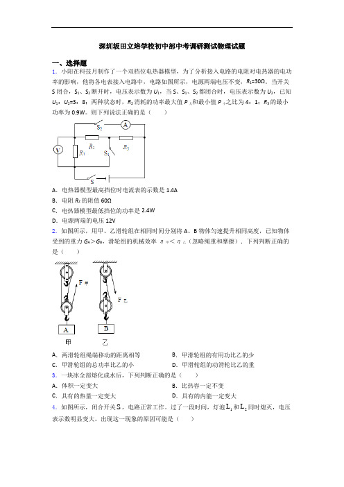 深圳坂田立培学校初中部中考调研测试物理试题