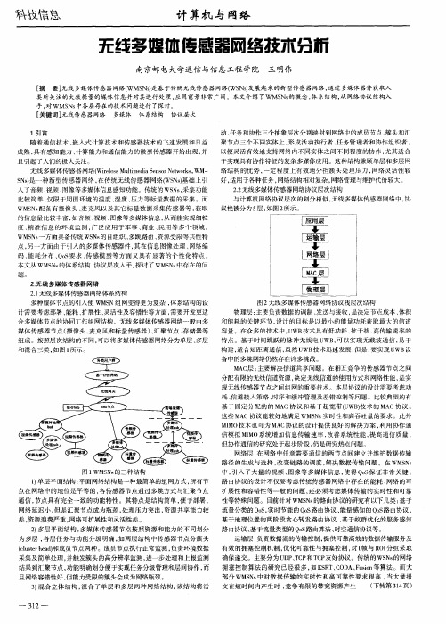 无线多媒体传感器网络技术分析