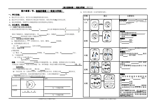 细胞的增值学案高三一轮复习教案