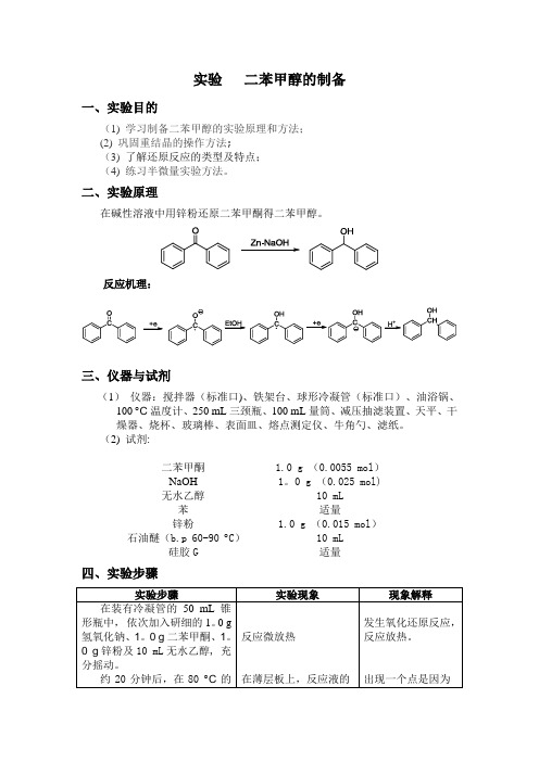 二苯甲醇的制备