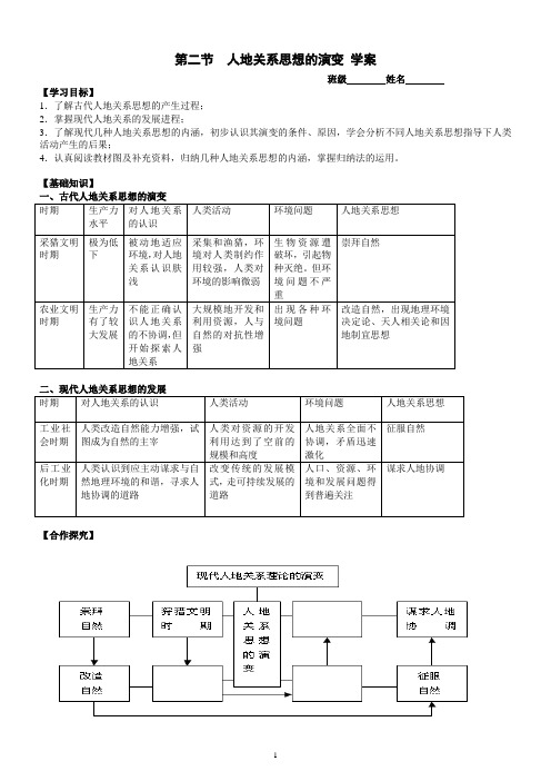 《人地关系思想的演变》学案