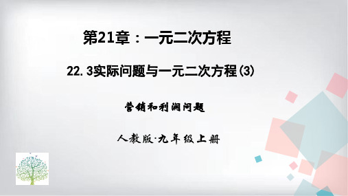 人教版九年级上册数学  21.3 利润问题