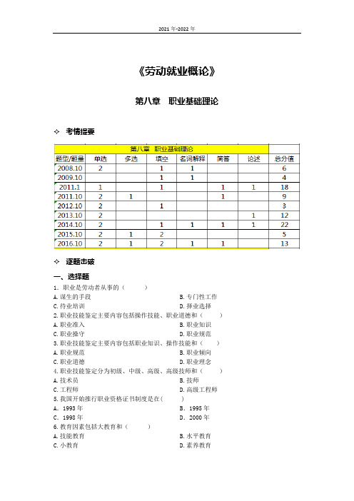 《劳动就业概论》 第八章考题