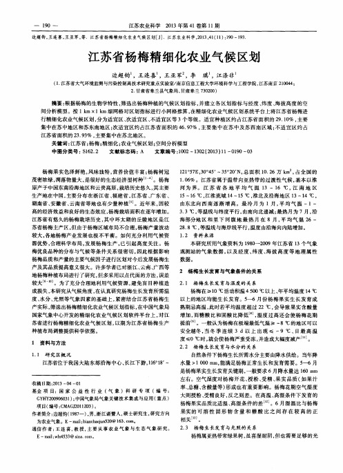 江苏省杨梅精细化农业气候区划