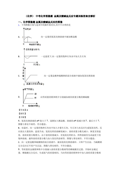 (化学) 中考化学图像题 金属及酸碱盐反应专题训练答案含解析