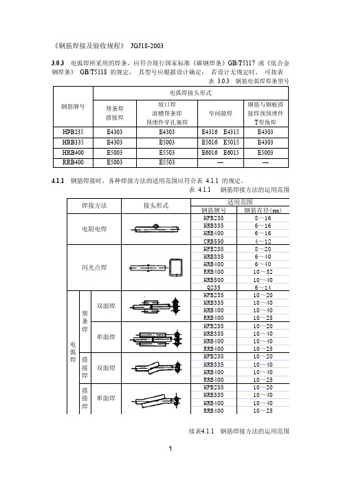 (完整word版)《钢筋焊接及验收规程》 JGJ18-2003