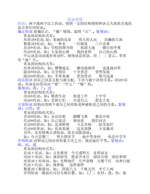 短语类型以及练习题含答案    11.22