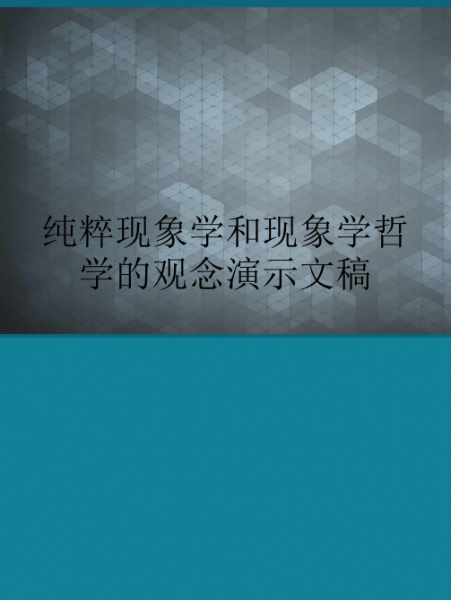 纯粹现象学和现象学哲学的观念演示文稿