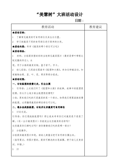 科学《蔬菜的哪个部位可以吃》