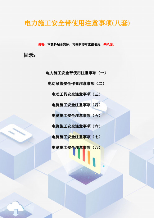 电力施工安全带使用注意事项(八套)