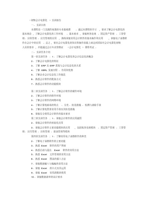 初级会计电算化实训报告