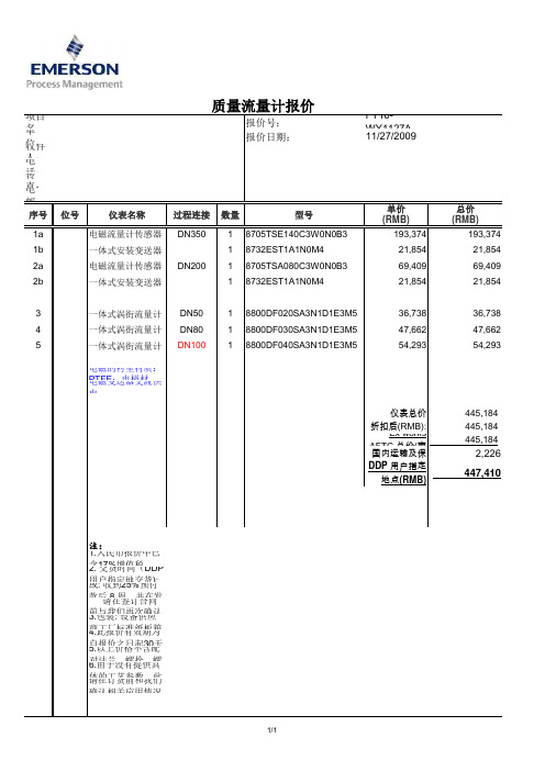 流量计价格